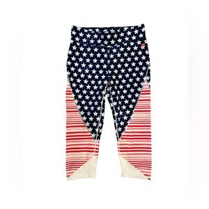 Tommy Hilfiger Res White and Blue Cropped Leggings Patriotic 4th of July